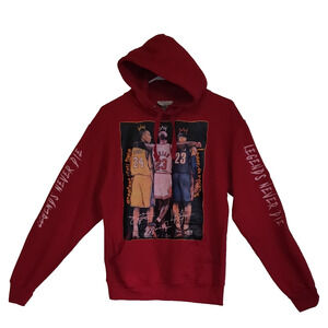 Jon Lauren Red Hoodie SWEATSHIRT Basketball Legends Kobe Jordan LeBron SMALL S